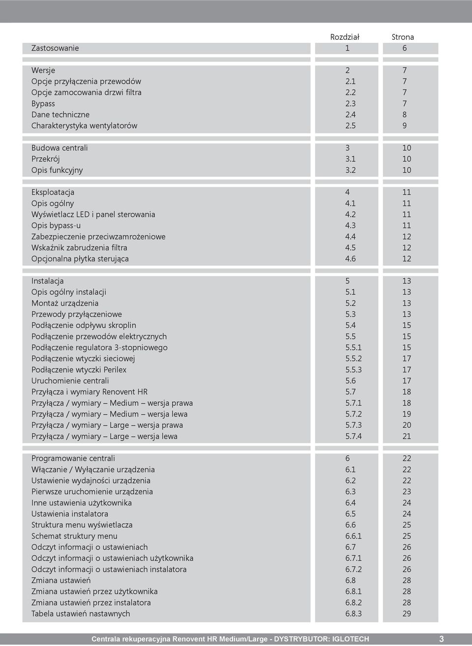 4 12 Wskaźnik zabrudzenia filtra 4.5 12 Opcjonalna płytka sterująca 4.6 12 Instalacja 5 13 Opis ogólny instalacji 5.1 13 Montaż urządzenia 5.2 13 Przewody przyłączeniowe 5.