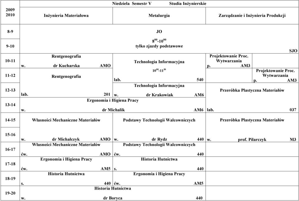 037 Własności Mechaniczne Materiałów Podstawy Technologii Walcowniczych Przeróbka Plastyczna Materiałów w. dr Michalczyk AMO w.