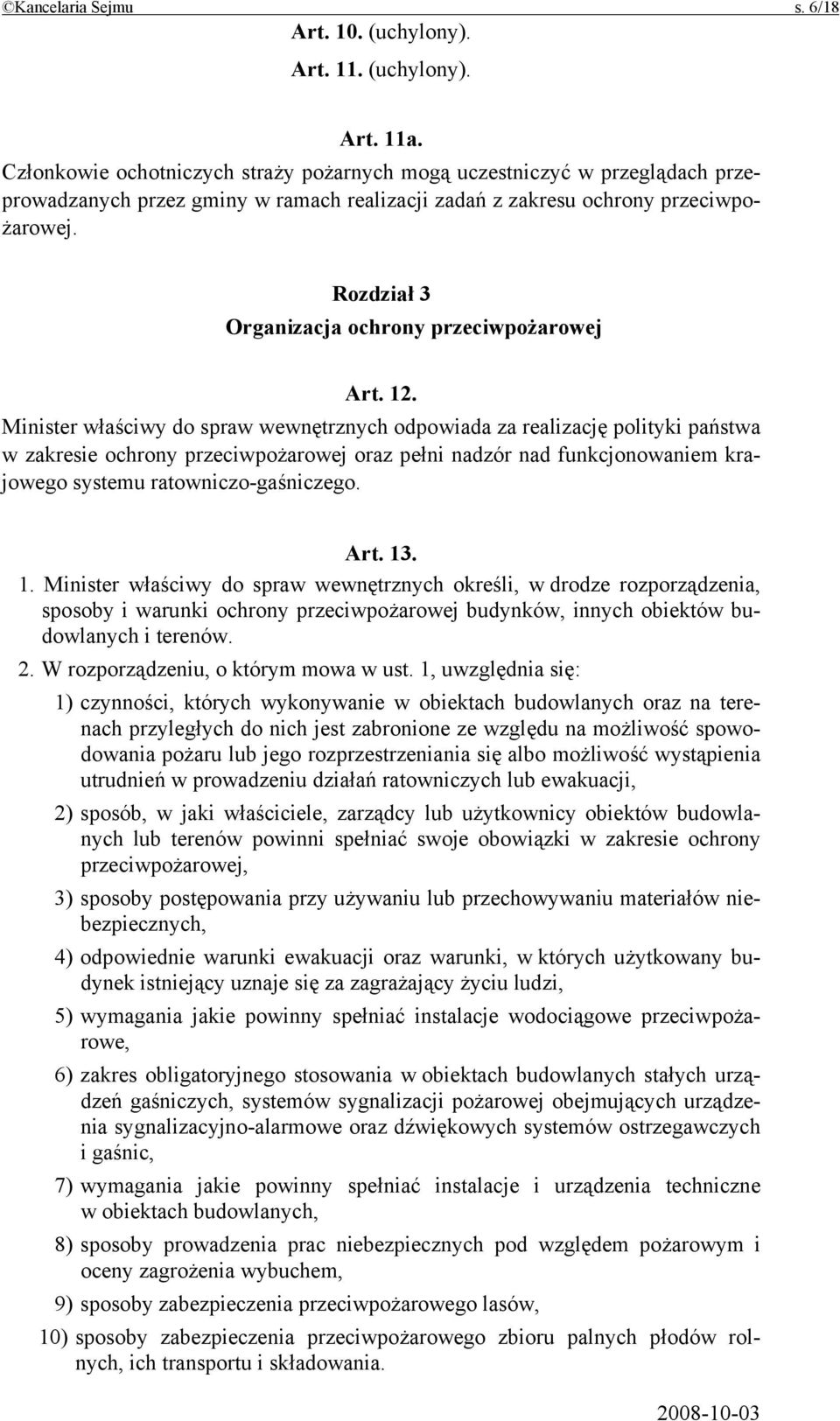 Rozdział 3 Organizacja ochrony przeciwpożarowej Art. 12.