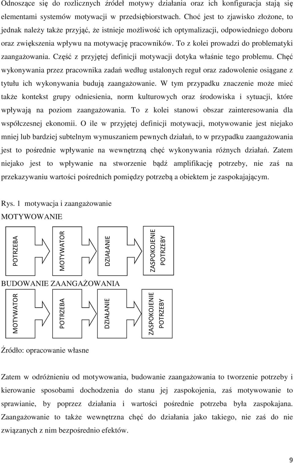 To z kolei prowadzi do problematyki zaangażowania. Część z przyjętej definicji motywacji dotyka właśnie tego problemu.