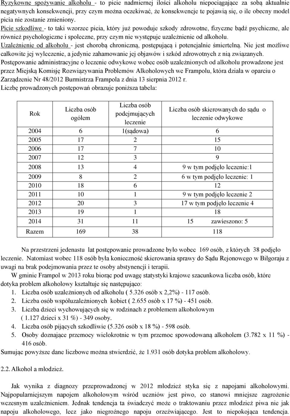 Picie szkodliwe - to taki wzorzec picia, który już powoduje szkody zdrowotne, fizyczne bądź psychiczne, ale również psychologiczne i społeczne, przy czym nie występuje uzależnienie od alkoholu.