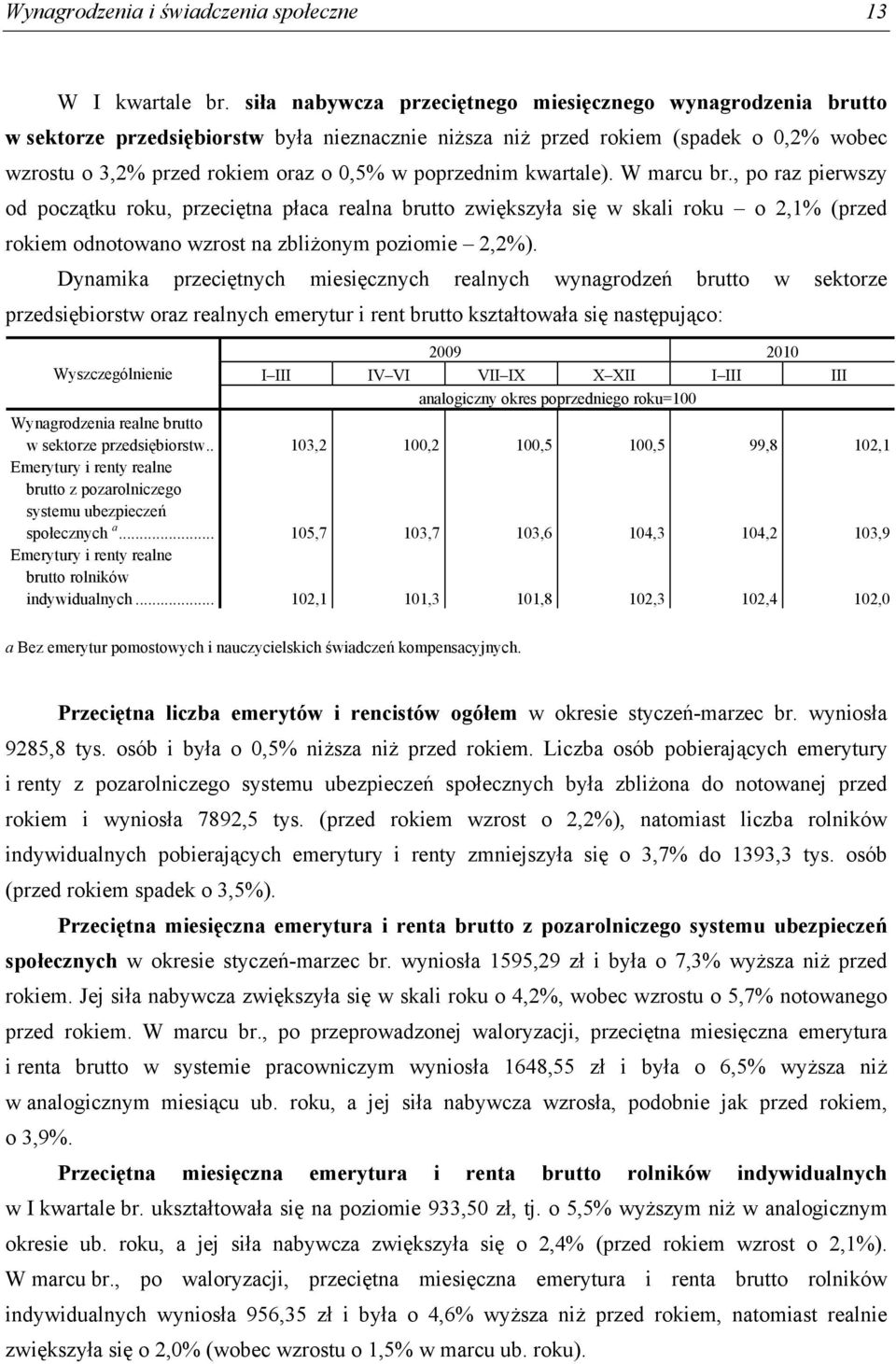 poprzednim kwartale). W marcu br., po raz pierwszy od początku roku, przeciętna płaca realna brutto zwiększyła się w skali roku o 2,1% (przed rokiem odnotowano wzrost na zbliżonym poziomie 2,2%).