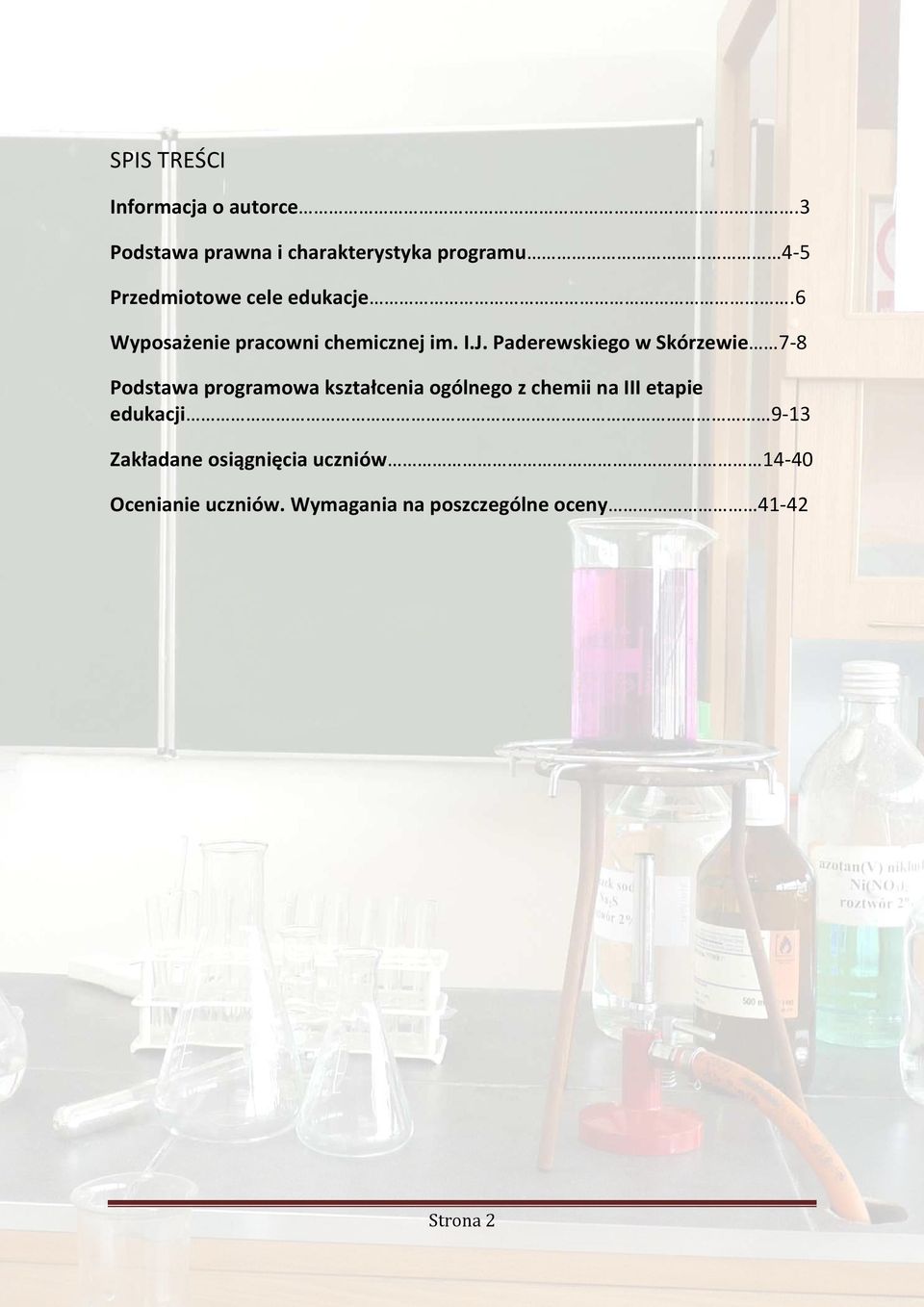 6 Wyposażenie pracowni chemicznej im. I.J.