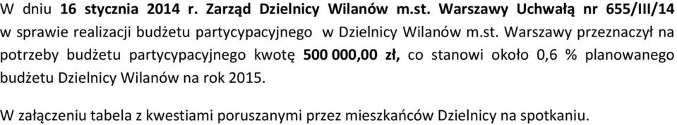 około 0,6 % planowanego budżetu na rok 2015.