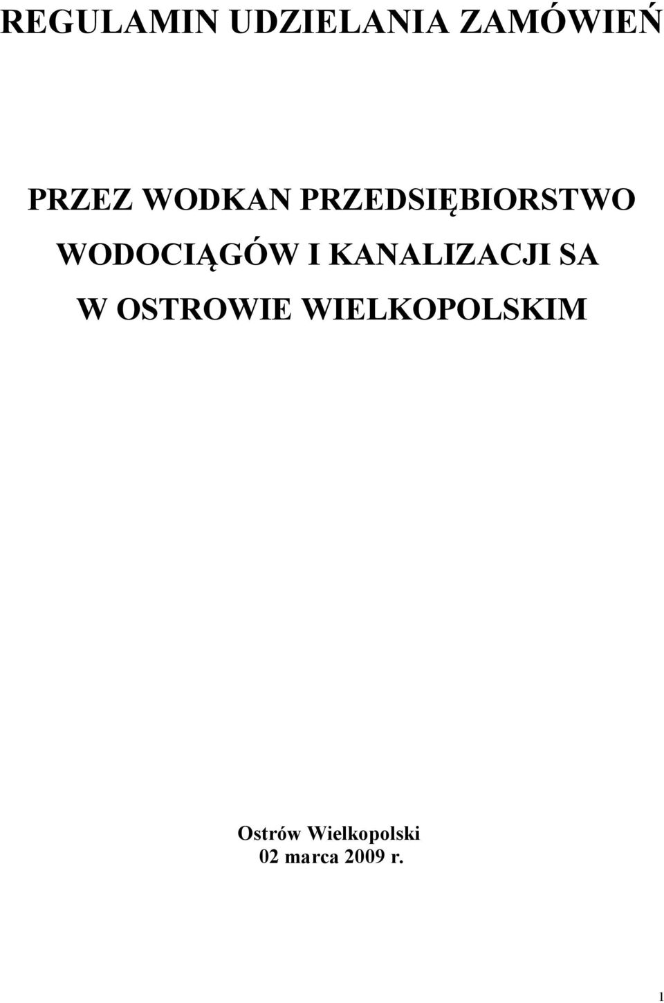 KANALIZACJI SA W OSTROWIE