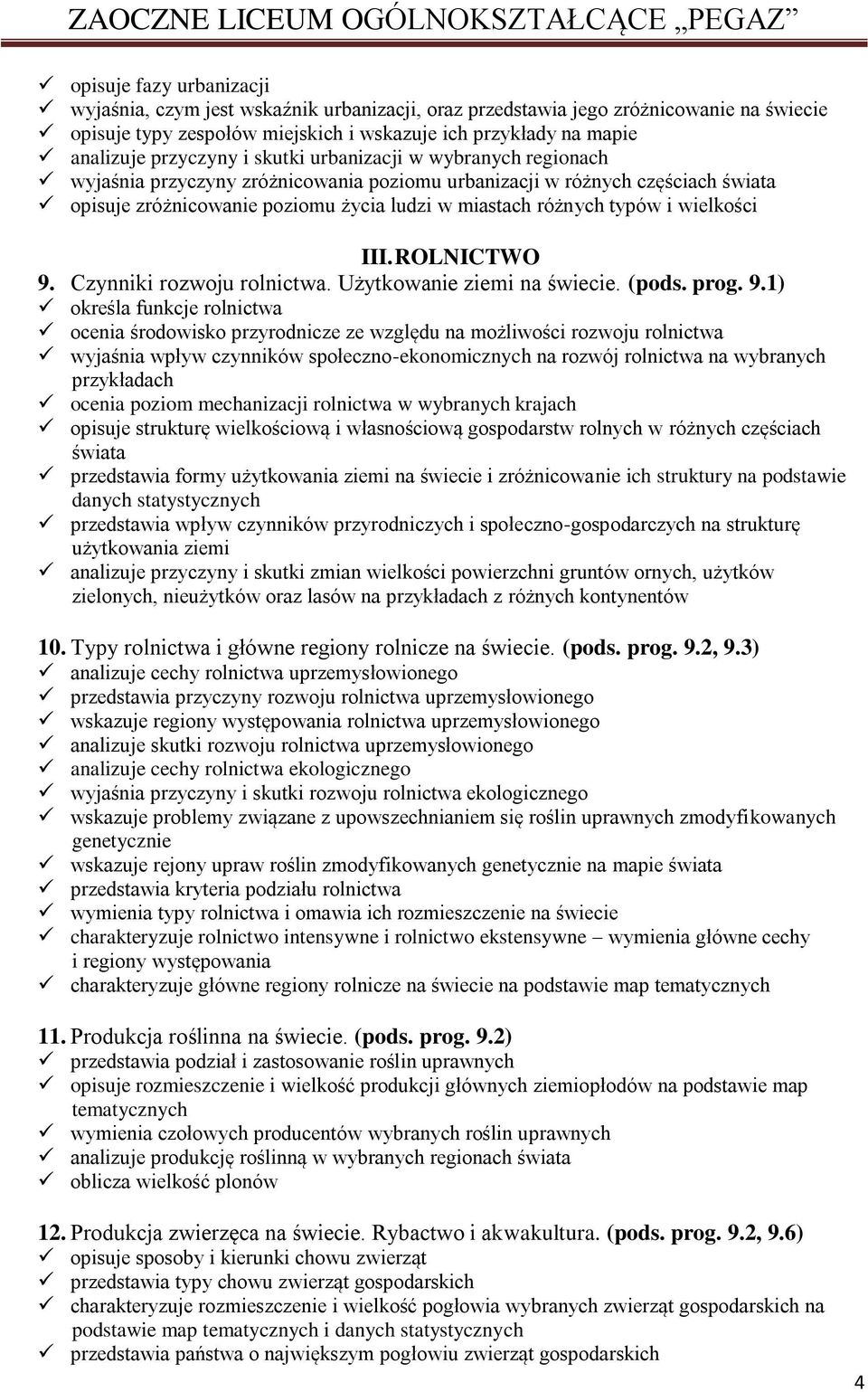 wielkości III. ROLNICTWO 9.