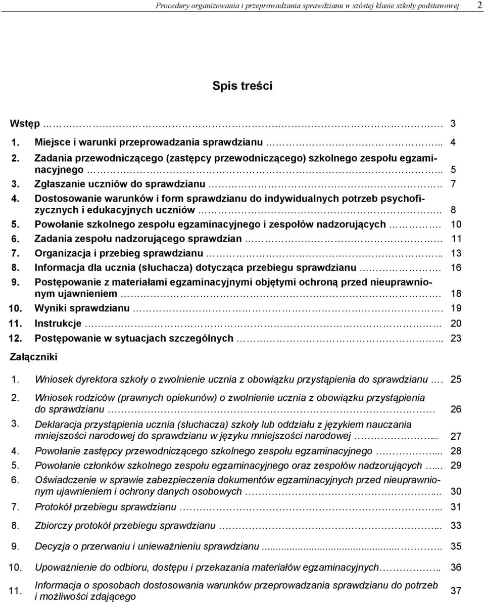 Dostosowanie warunków i form sprawdzianu do indywidualnych potrzeb psychofizycznych i edukacyjnych uczniów.. 8 5. Powołanie szkolnego zespołu egzaminacyjnego i zespołów nadzorujących. 10 6.