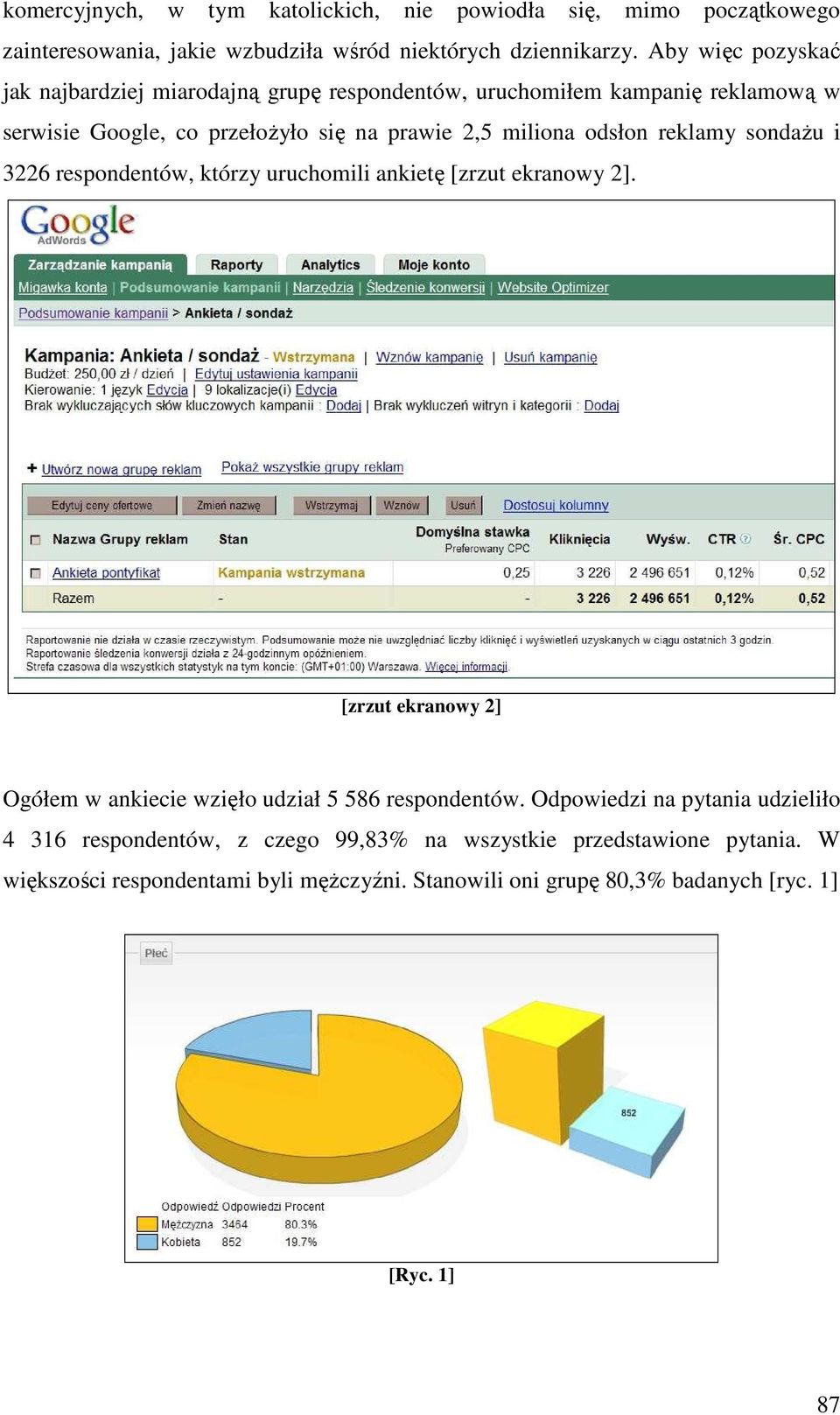 reklamy sondaŝu i 3226 respondentów, którzy uruchomili ankietę [zrzut ekranowy 2]. [zrzut ekranowy 2] Ogółem w ankiecie wzięło udział 5 586 respondentów.