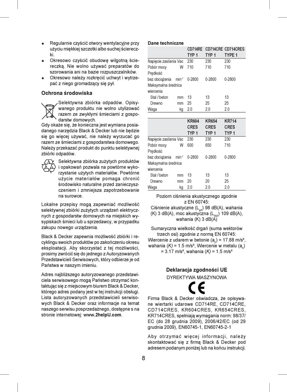 Opisywanego produktu nie wolno utylizować razem ze zwykłymi śmieciami z gospodarstw domowych.
