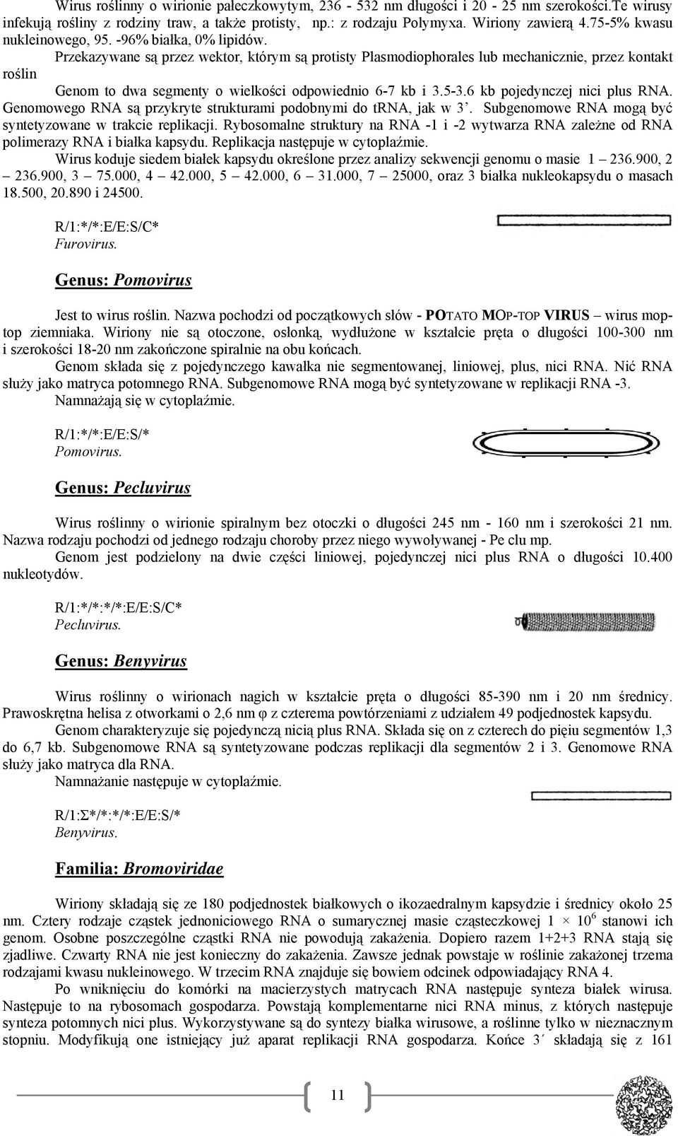 Przekazywane są przez wektor, którym są protisty Plasmodiophorales lub mechanicznie, przez kontakt roślin Genom to dwa segmenty o wielkości odpowiednio 6-7 kb i 3.5-3.6 kb pojedynczej nici plus RNA.