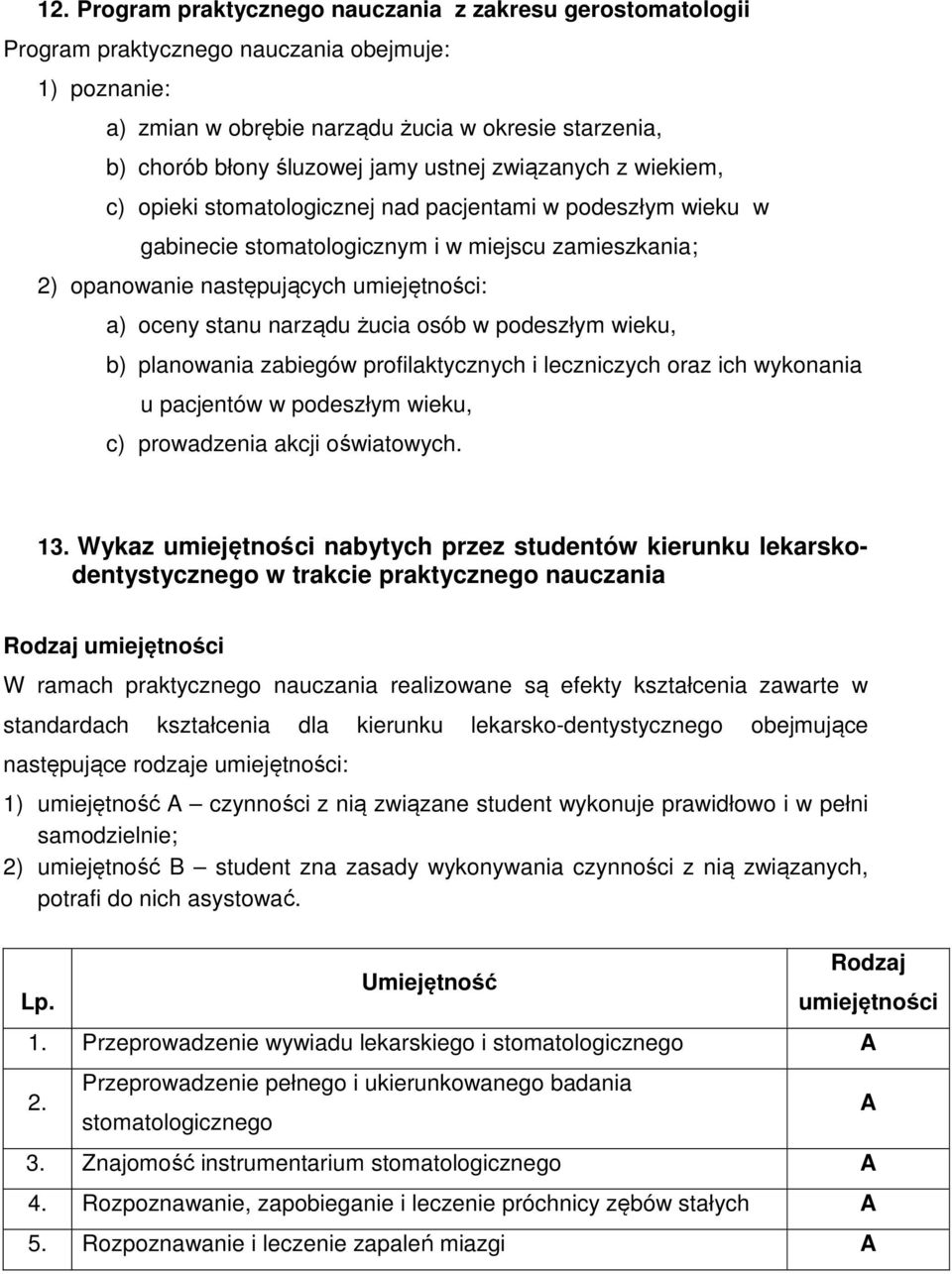 b) planowania zabiegów profilaktycznych i leczniczych oraz ich wykonania u pacjentów w podeszłym wieku, c) prowadzenia akcji oświatowych. 13.