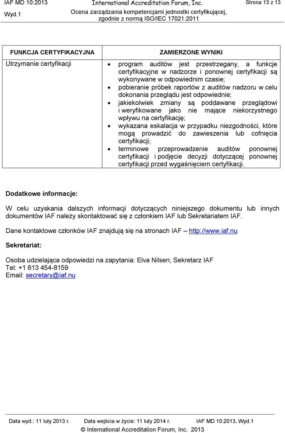 odpowiednim czasie; pobieranie próbek raportów z auditów nadzoru w celu dokonania przeglądu jest odpowiednie; jakiekolwiek zmiany są poddawane przeglądowi i weryfikowane jako nie mające