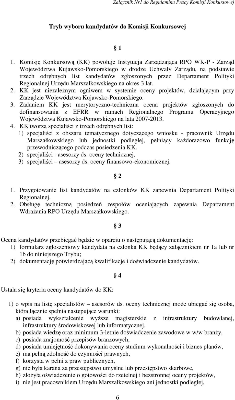 Departament Polityki Regionalnej Urzędu Marszałkowskiego na okres 3 