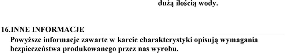 zawarte w karcie charakterystyki