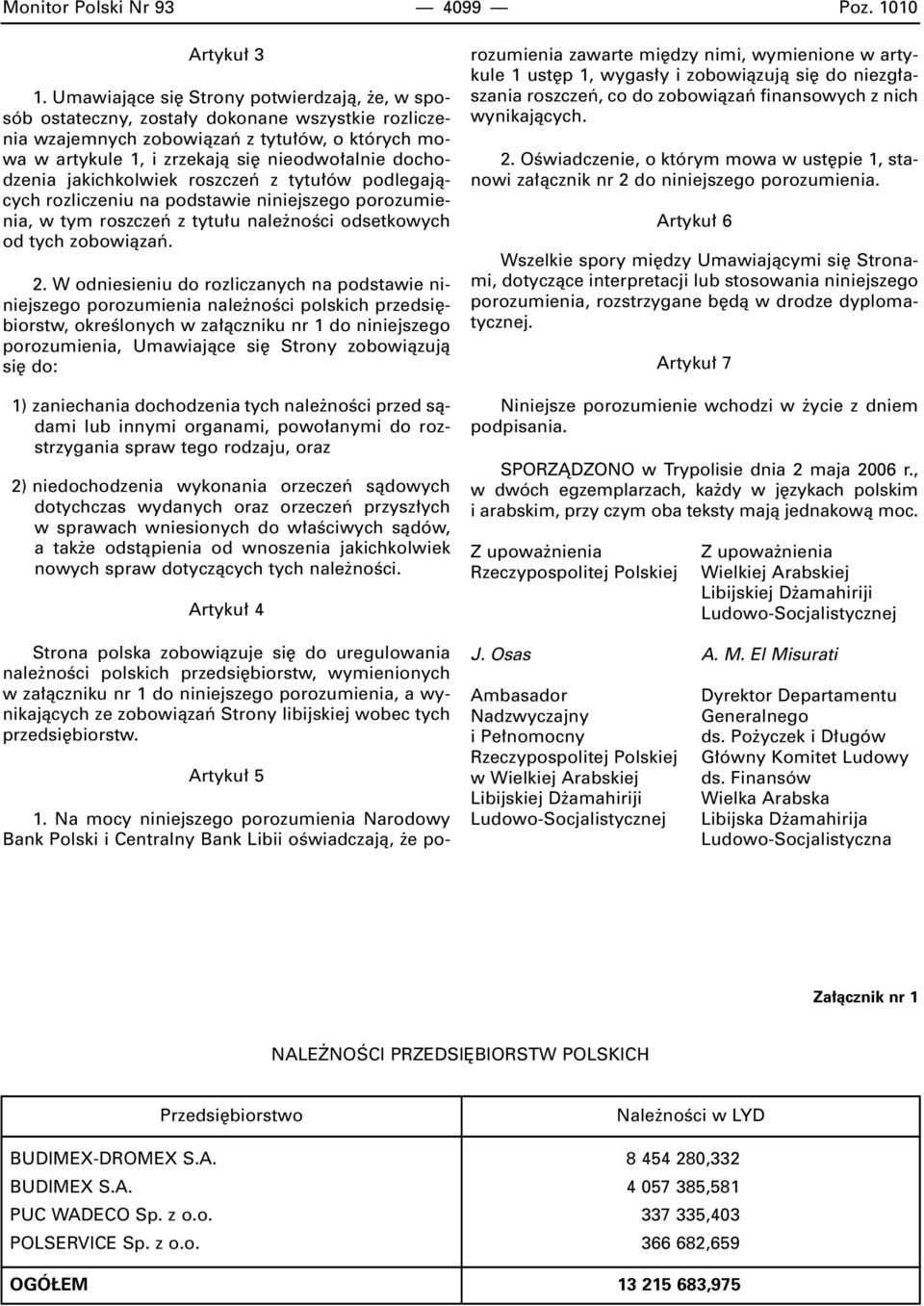 jakichkolwiek roszczeƒ z tytu ów podlegajàcych rozliczeniu na podstawie niniejszego porozumienia, w tym roszczeƒ z tytu u nale noêci odsetkowych od tych zobowiàzaƒ. 2.