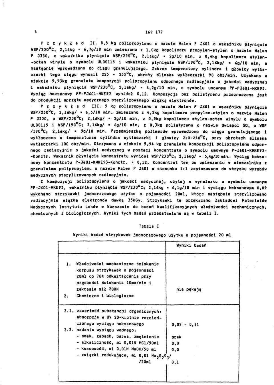 2,Ukg/ 2g/10 min, z 0,4kg kopolimeru etylen- -octan winylu o symbolu UL0O115 i wskaźniku płynięcia WSP/190 C, 2,16kg/ fig/10 min, a następnie wprowadzono do ciągu granulującego.