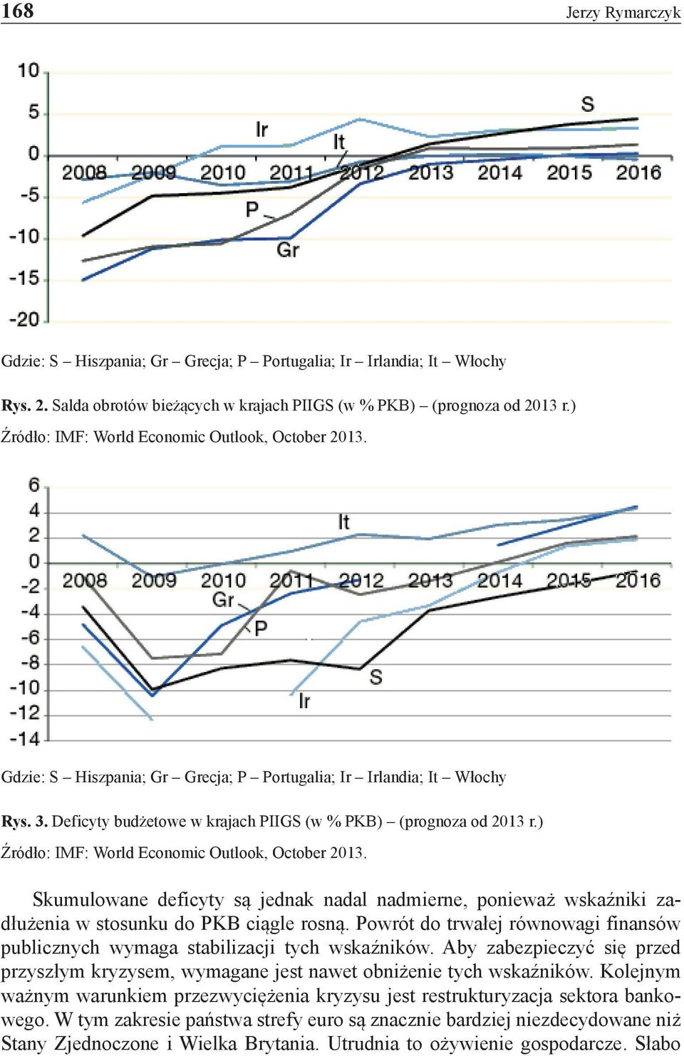 ) Źródło: IMF: World Economic Outlook, October 2013. Skumulowane deficyty są jednak nadal nadmierne, ponieważ wskaźniki zadłużenia w stosunku do PKB ciągle rosną.
