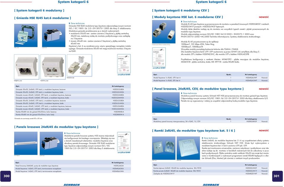 Modu³owe gniazda produkowane s¹ w dwóch wykonaniach: modularne 50x50 mm - zestaw zawiera 2 keystone y, p³ytkê centraln¹ 50x50 mm, metalow¹ ramkê do monta u podtynkowego oraz zaœlepkê na 3 keystone