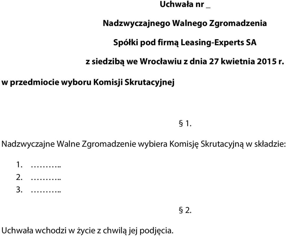 Zgromadzenie wybiera Komisję