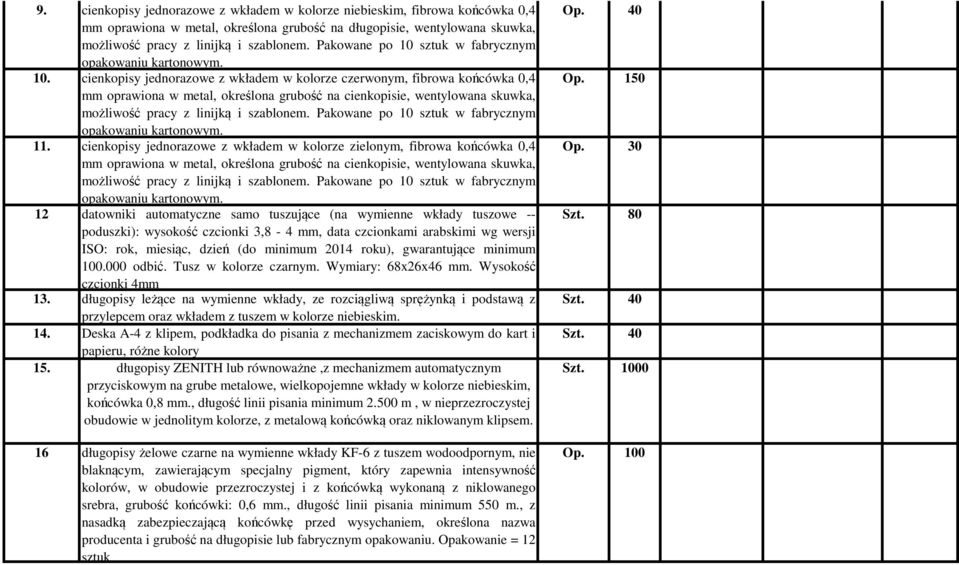 sztuk w fabrycznym opakowaniu kartonowym. 10.