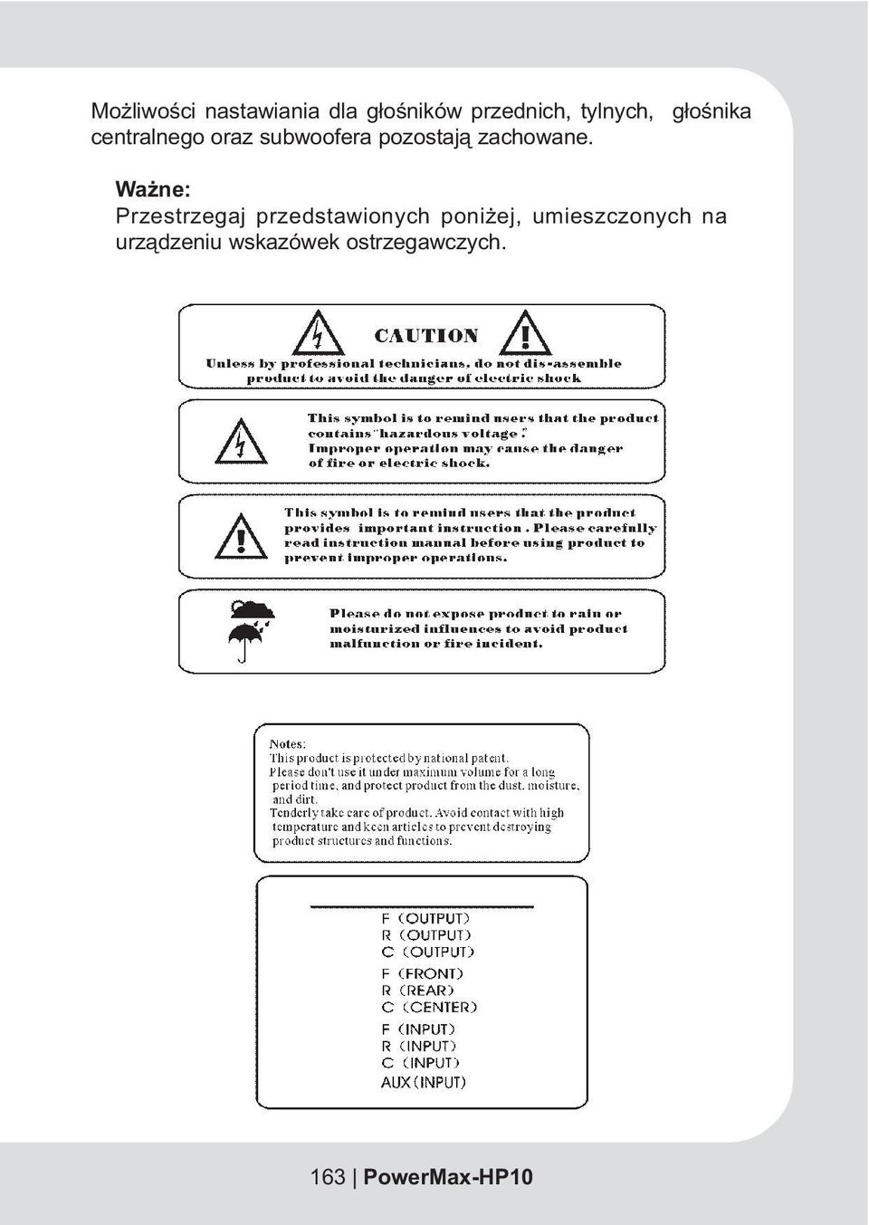 Wa ne: Przestrzegaj przedstawionych poni ej,