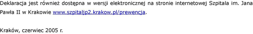 Szpitala im. Jana Pawła II w Krakowie www.