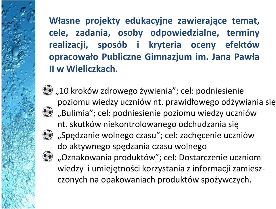 prawidłowego odżywiania się Bulimia ; cel: podniesienie poziomu wiedzy uczniów nt.