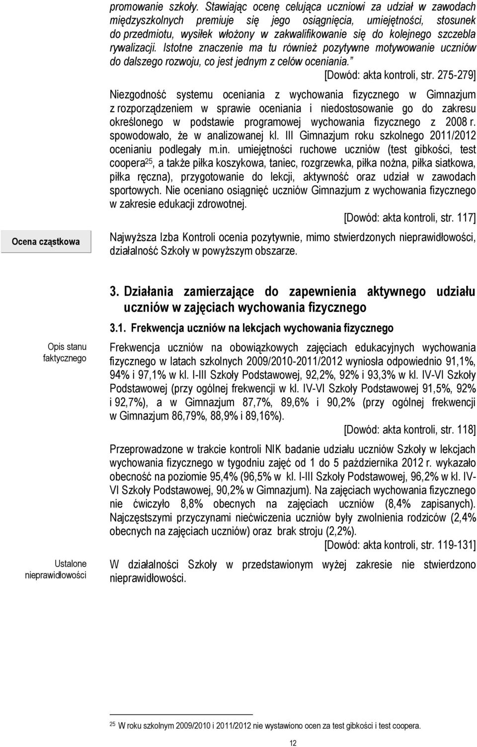 szczebla rywalizacji. Istotne znaczenie ma tu również pozytywne motywowanie uczniów do dalszego rozwoju, co jest jednym z celów oceniania. [Dowód: akta kontroli, str.