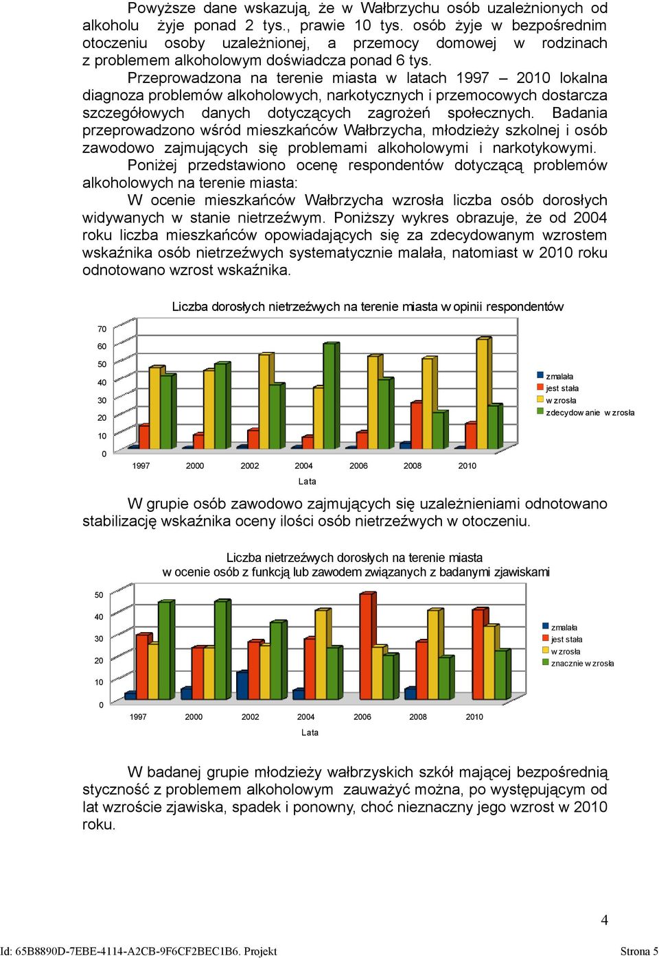 Przeprowadzona na terenie miasta w latach 1997 2010 lokalna diagnoza problemów alkoholowych, narkotycznych i przemocowych dostarcza szczegółowych danych dotyczących zagrożeń społecznych.