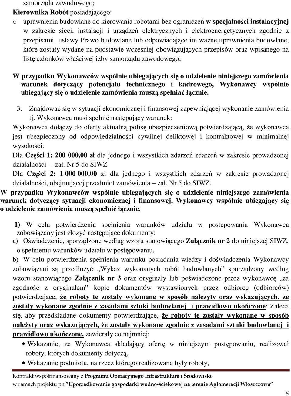 wpisanego na listę członków właściwej izby samorządu zawodowego; W przypadku Wykonawców wspólnie ubiegających się o udzielenie niniejszego zamówienia warunek dotyczący potencjału technicznego i