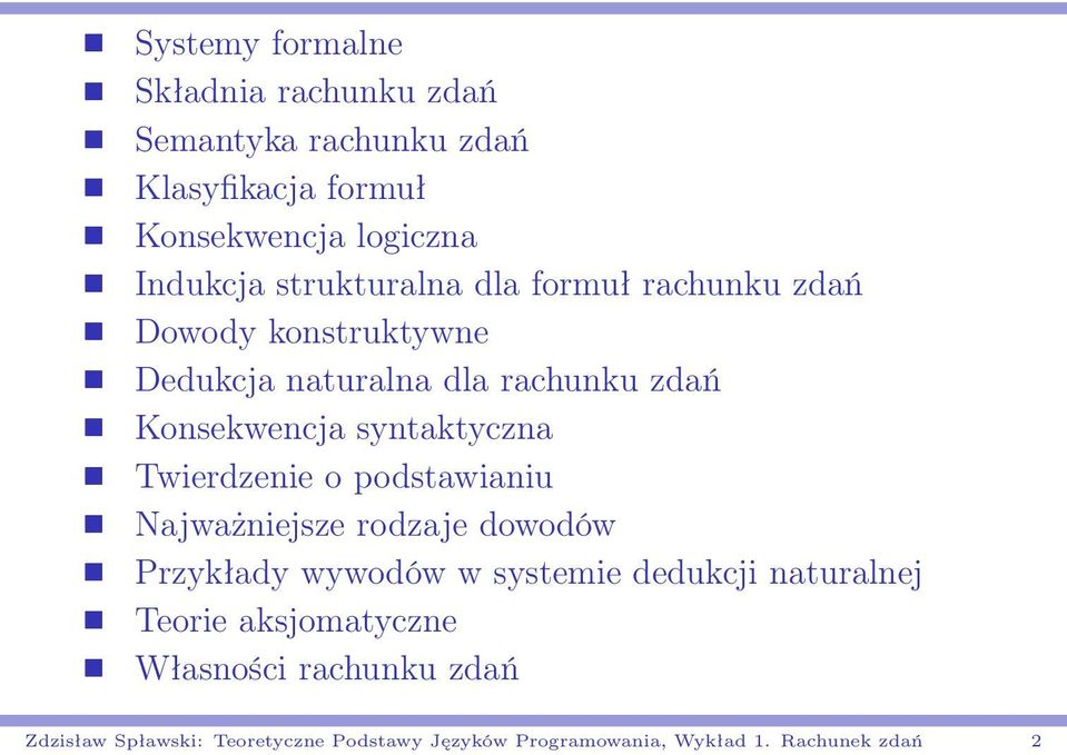 syntaktyczna Twierdzenie o podstawianiu Najważniejsze rodzaje dowodów Przykłady wywodów w systemie dedukcji naturalnej