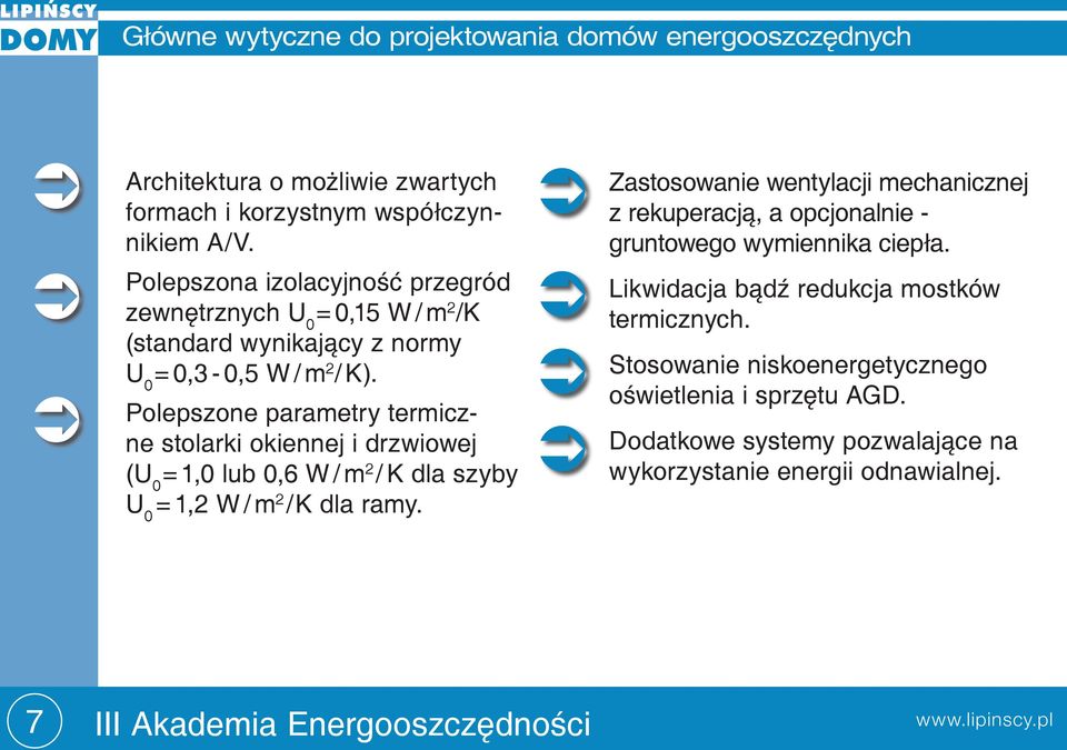 Polepszona izolacyjność przegród zewnętrznych U 0 = 0,15 W / m 2 /K (standard wynikający z normy U 0 = 0,3-0,5 W / m 2 / K).