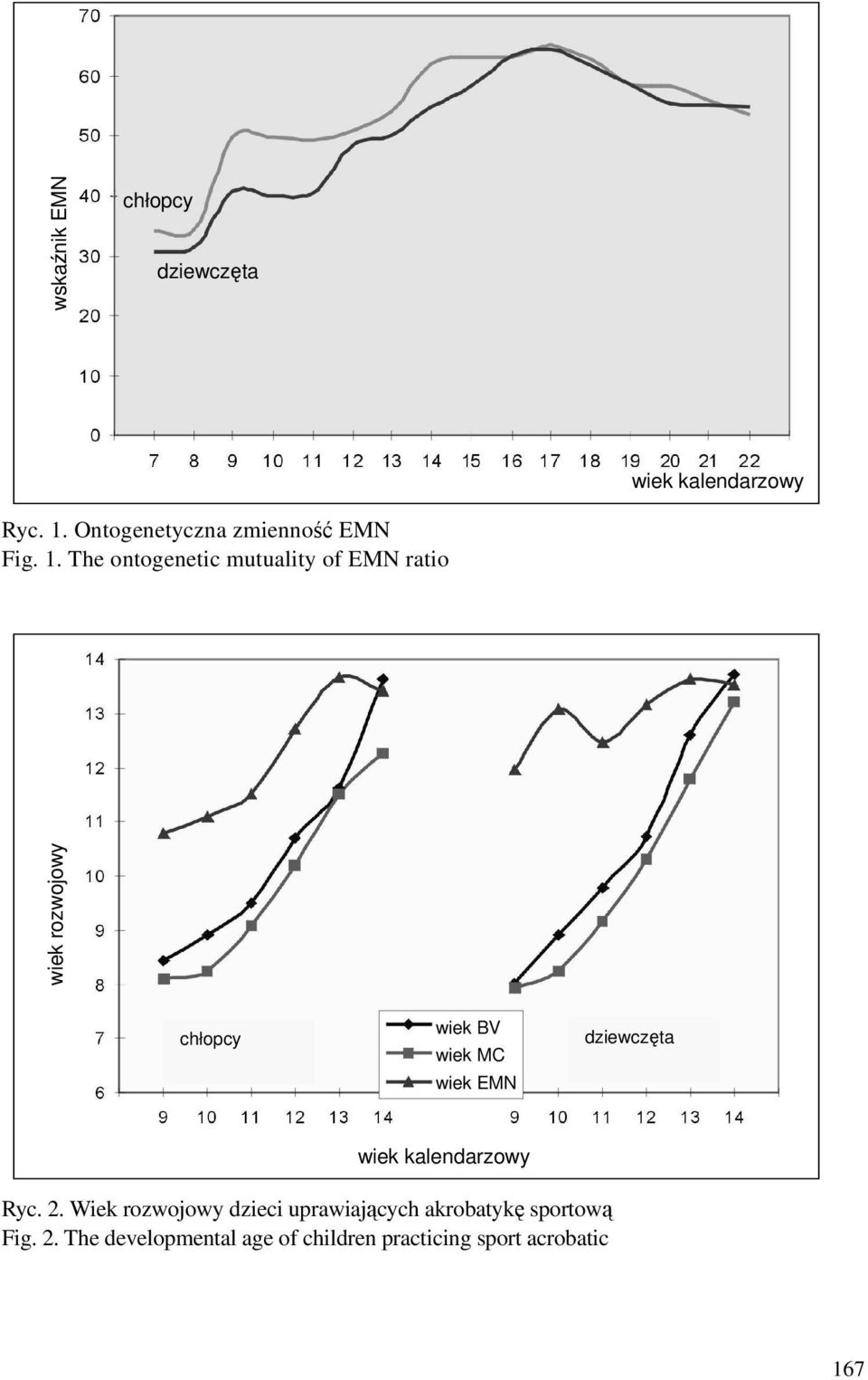 The ontogenetic mutuality of EMN ratio wiek rozwojowy wiek BV wiek MC wiek