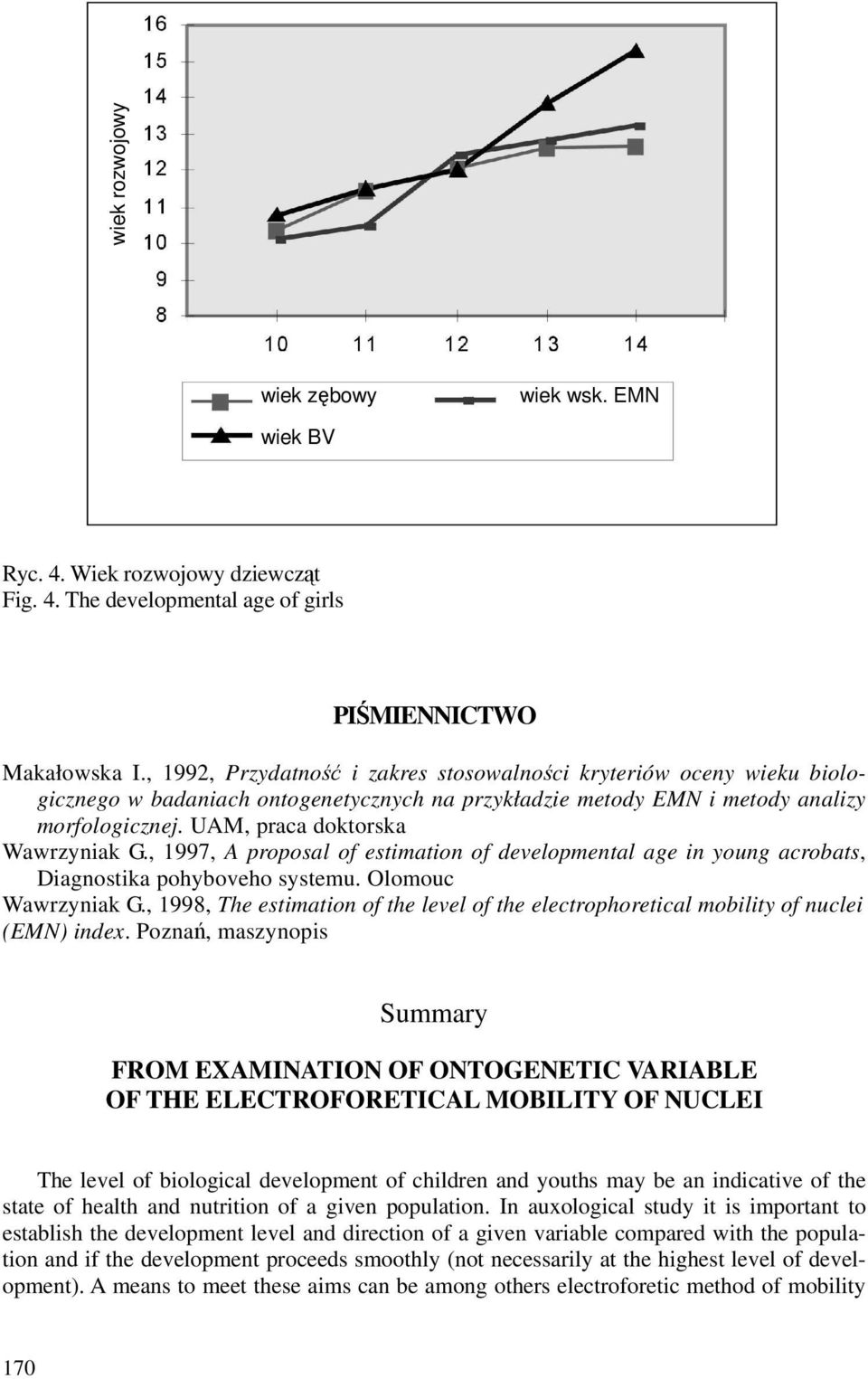 UAM, praca doktorska Wawrzyniak G., 1997, A proposal of estimation of developmental age in young acrobats, Diagnostika pohyboveho systemu. Olomouc Wawrzyniak G.
