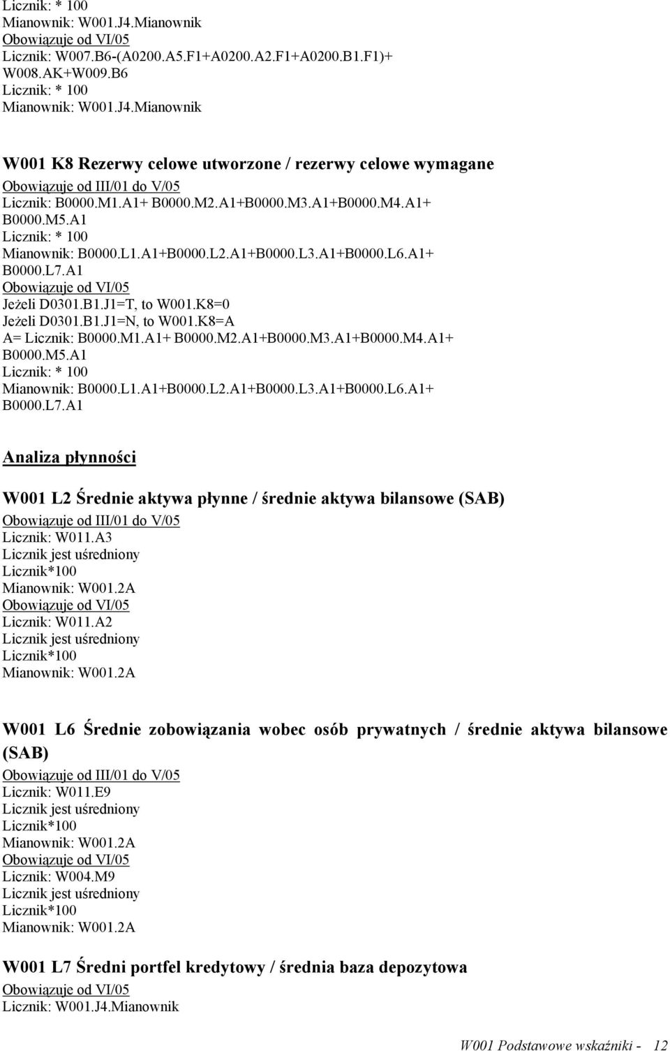 K8=A A= Licznik: B0000.M1.A1+ B0000.M2.A1+B0000.M3.A1+B0000.M4.A1+ B0000.M5.A1 Mianownik: B0000.L1.A1+B0000.L2.A1+B0000.L3.A1+B0000.L6.A1+ B0000.L7.