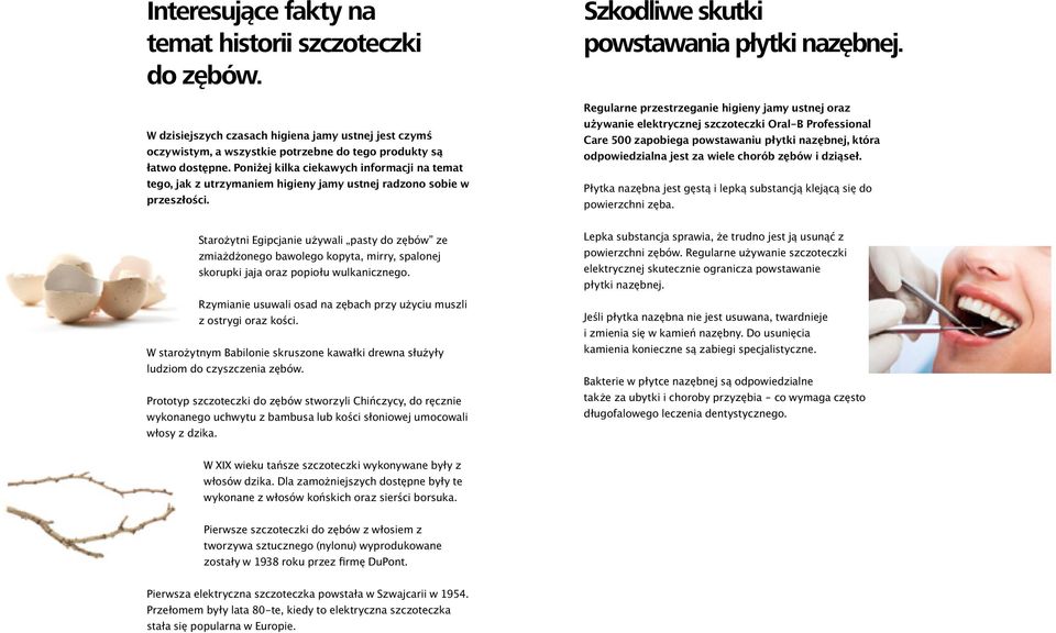 Regularne przestrzeganie higieny jamy ustnej oraz używanie elektrycznej szczoteczki Oral-B Professional Care 500 zapobiega powstawaniu płytki nazębnej, która odpowiedzialna jest za wiele chorób zębów