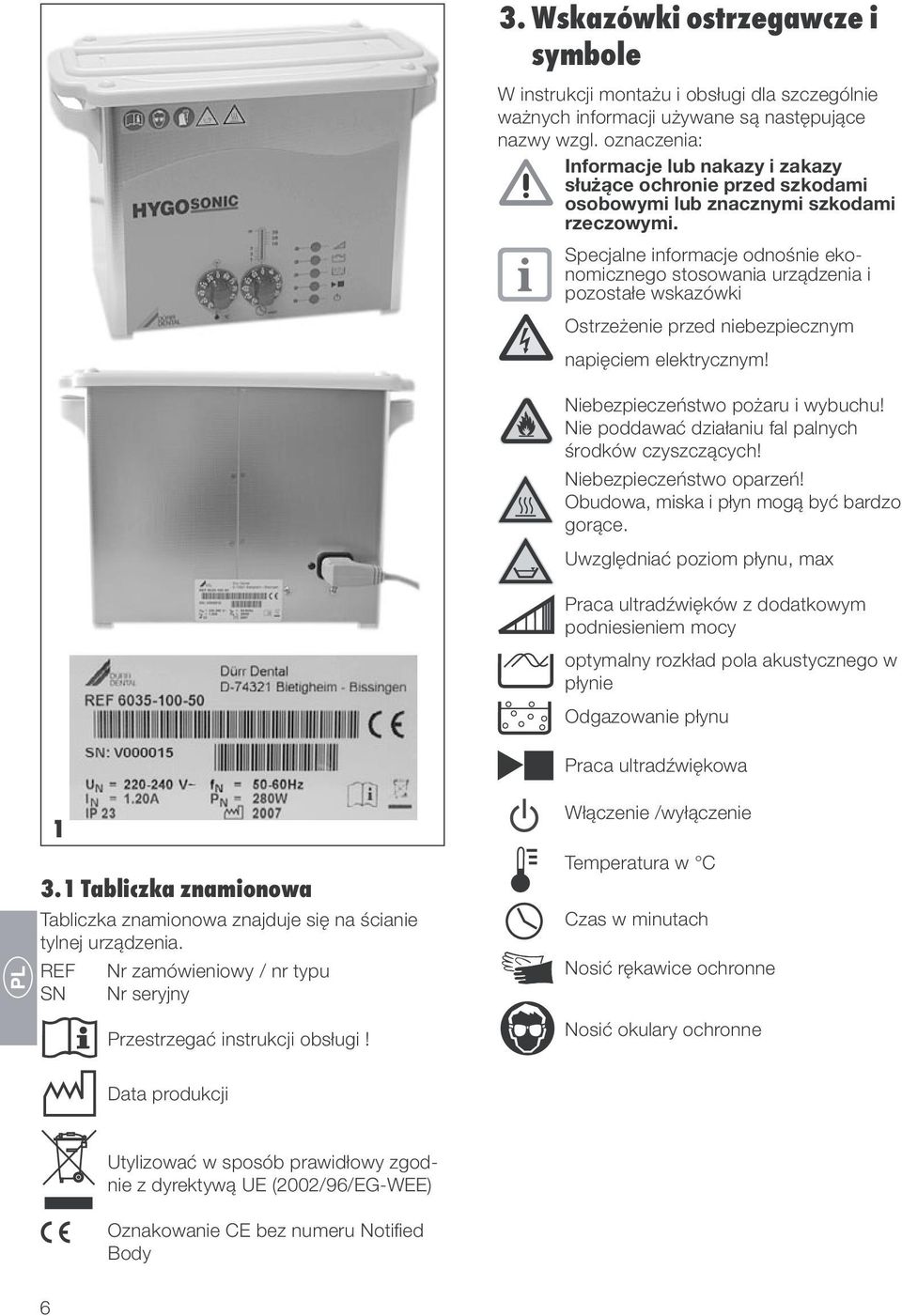 Specjalne informacje odnośnie ekonomicznego stosowania urządzenia i pozostałe wskazówki Ostrzeżenie przed niebezpiecznym napięciem elektrycznym! Niebezpieczeństwo pożaru i wybuchu!