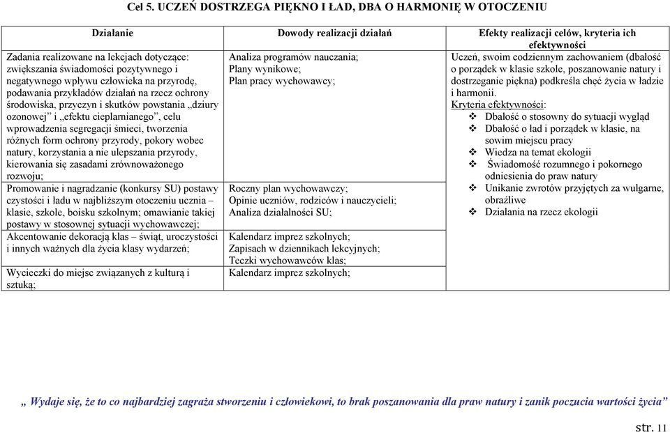 się zasadami zrównoważonego rozwoju; Cel 5.