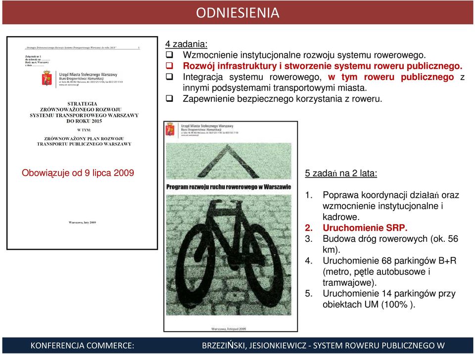 Integracja systemu rowerowego, w tym roweru publicznego z innymi podsystemami transportowymi miasta. Zapewnienie bezpiecznego korzystania z roweru.
