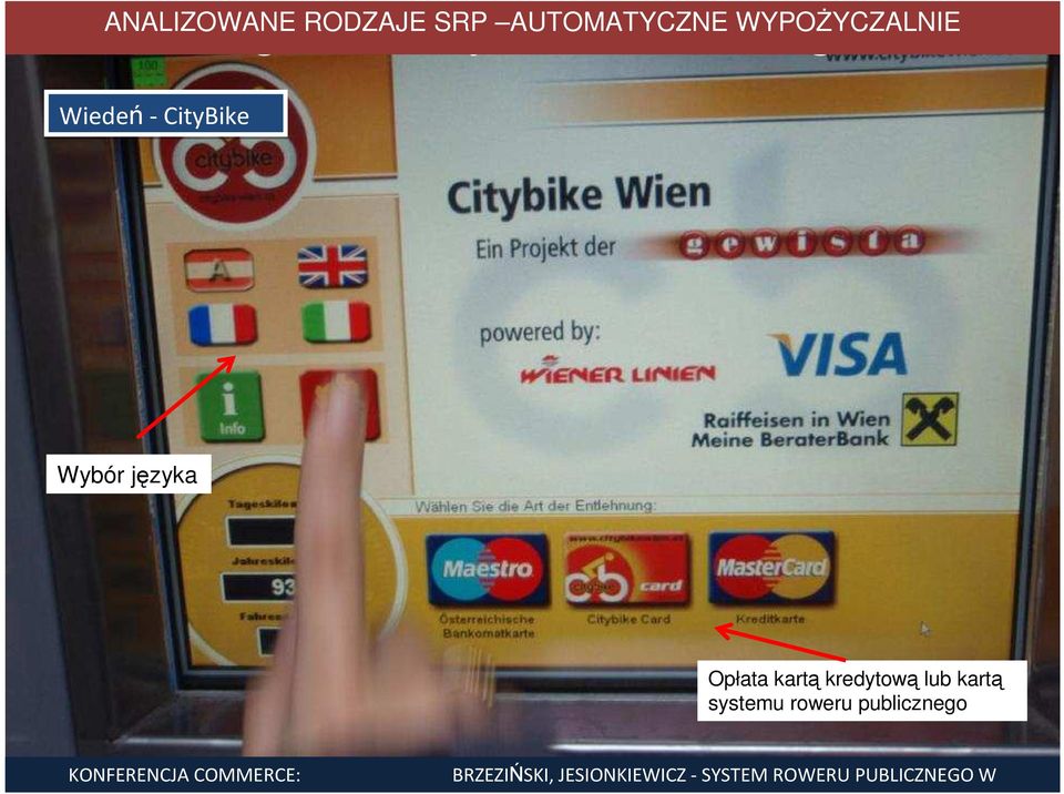 lub kartą systemu roweru publicznego KONFERENCJA