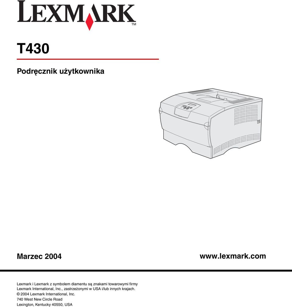 Lexmark International, Inc., zastrzeżonymi w USA i/lub innych krajach.