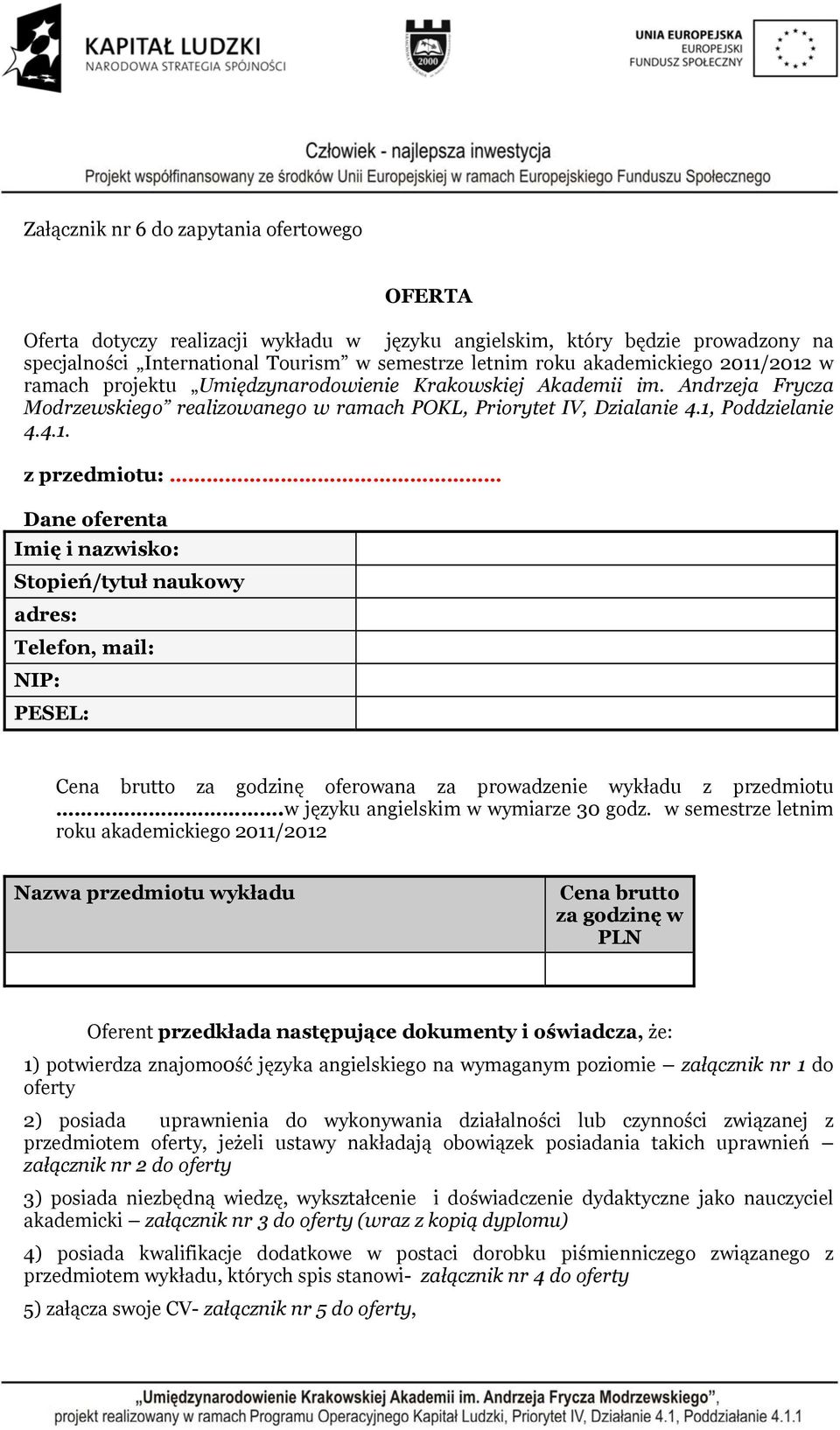 w języku angielskim w wymiarze 30 godz.