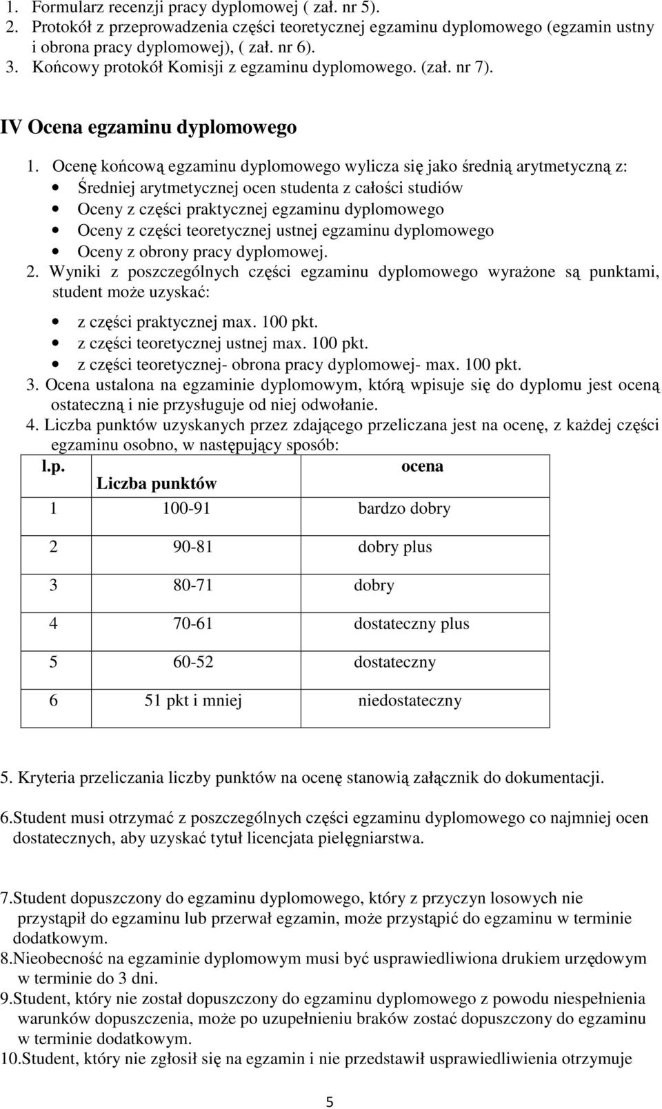 Ocenę końcową egzaminu dyplomowego wylicza się jako średnią arytmetyczną z: Średniej arytmetycznej ocen studenta z całości studiów Oceny z części praktycznej egzaminu dyplomowego Oceny z części