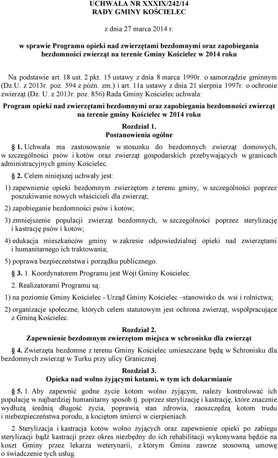 o samorządzie gminnym (Dz.U. z 2013r. poz.