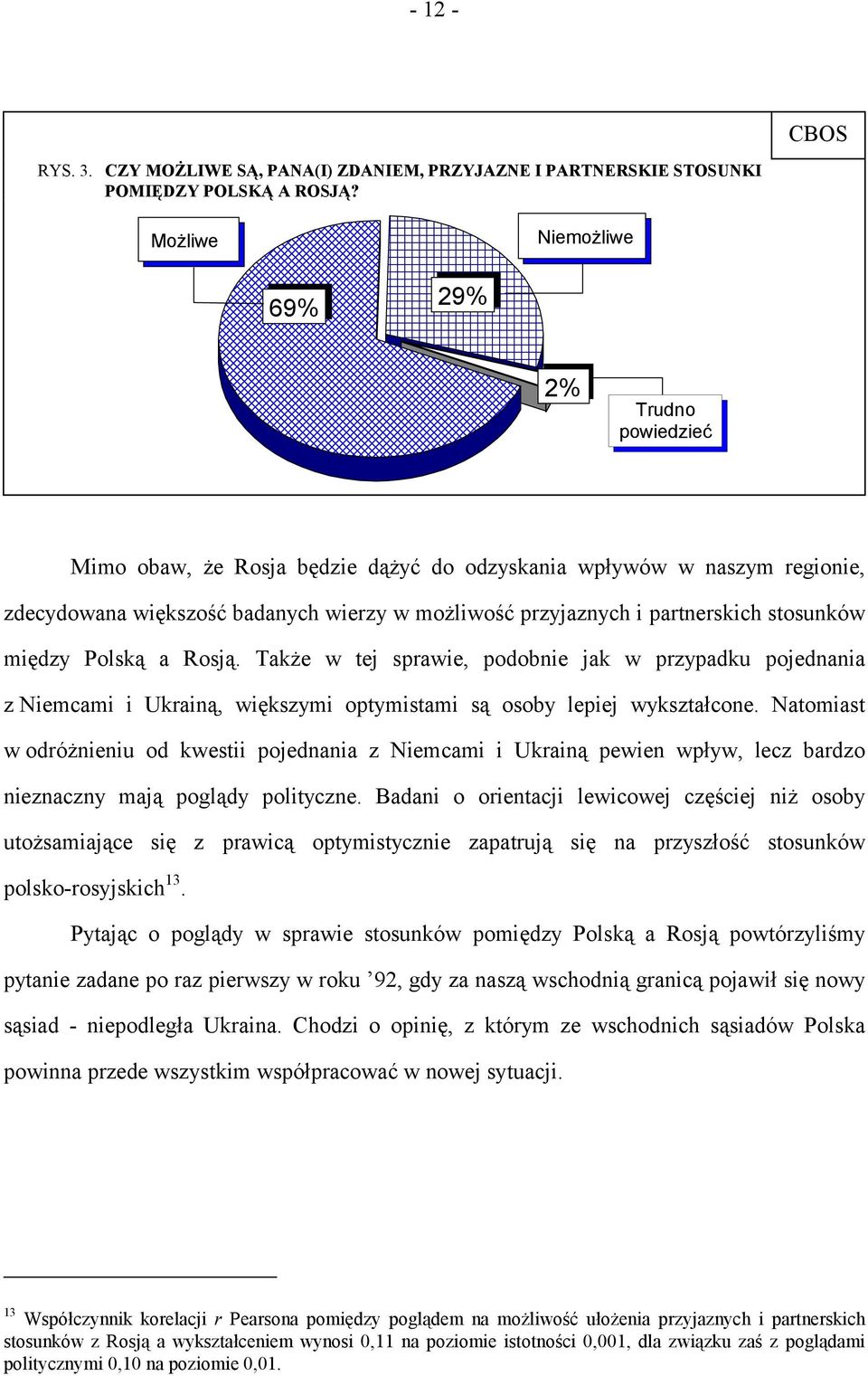 stosunków między Polską a Rosją. Także w tej sprawie, podobnie jak w przypadku pojednania z Niemcami i Ukrainą, większymi optymistami są osoby lepiej wykształcone.