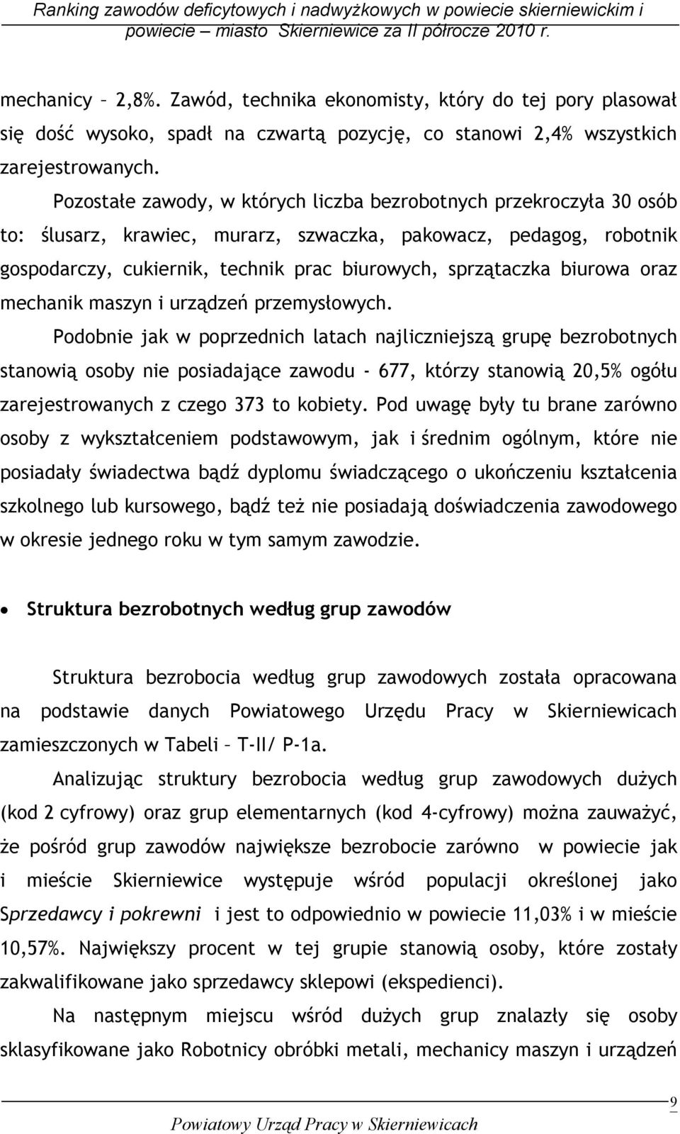 biurowa oraz mechanik maszyn i urządzeń przemysłowych.