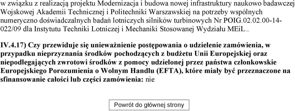 022/09 dla Instytutu Techniki Lotniczej i Mechaniki Stosowanej Wydziału MEiL.. IV.4.