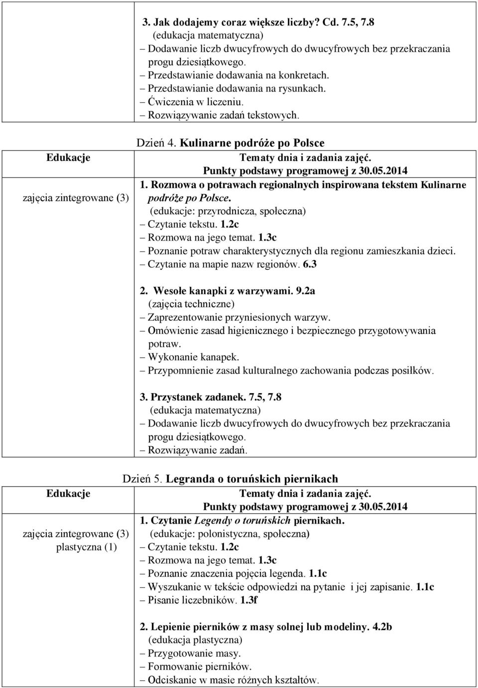 Rozmowa o potrawach regionalnych inspirowana tekstem Kulinarne podróże po Polsce. (edukacje: przyrodnicza, społeczna) Czytanie tekstu. 1.