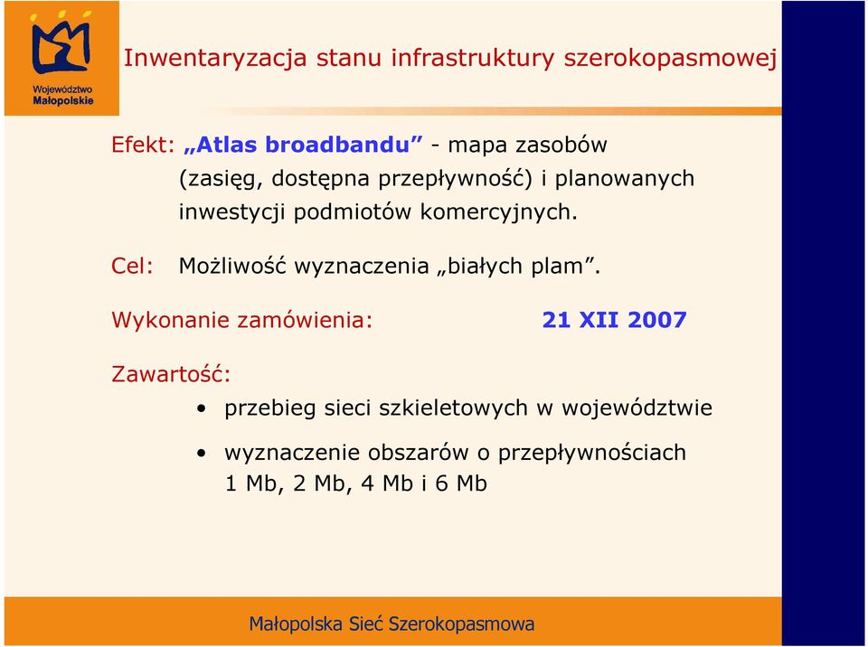 Cel: MoŜliwość wyznaczenia białych plam.