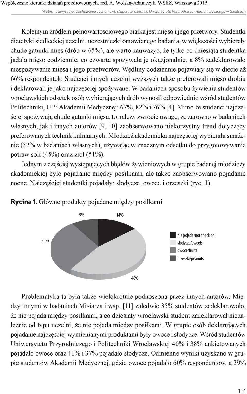 czwarta spożywała je, a 8% zadeklarowało niespożywanie mięsa i jego przetworów. Wędliny pojawiały się w diecie aż 66% respondentek.